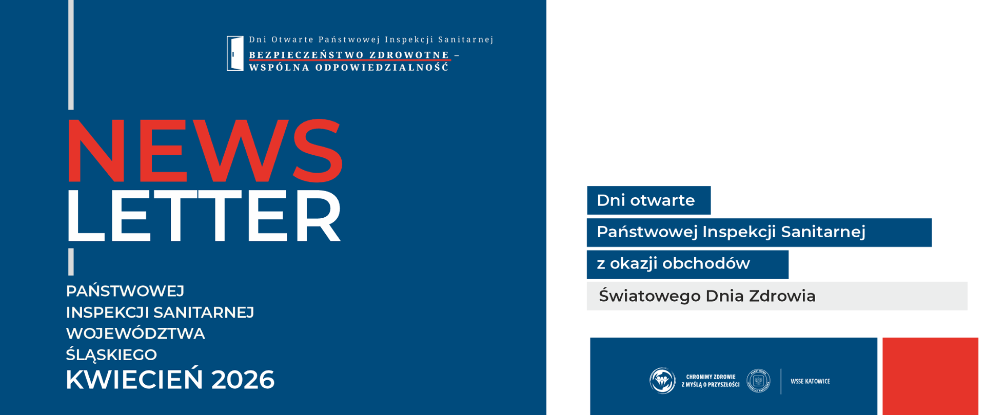 Newsletter Państwowej Inspekcji Sanitarnej województwa śląskiego za kwiecień 2026 - Dni Otwarte Państwowej Inspekcji Sanitarnej z okazji obchodów Światowego Dnia Zdrowia 