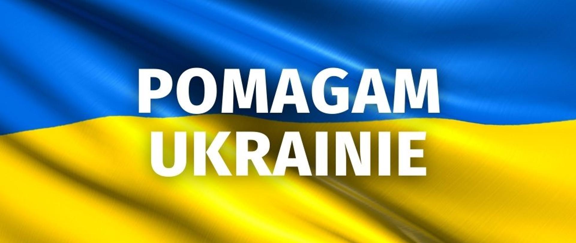 Flaga Ukrainy z napisem pomagam Ukrainie