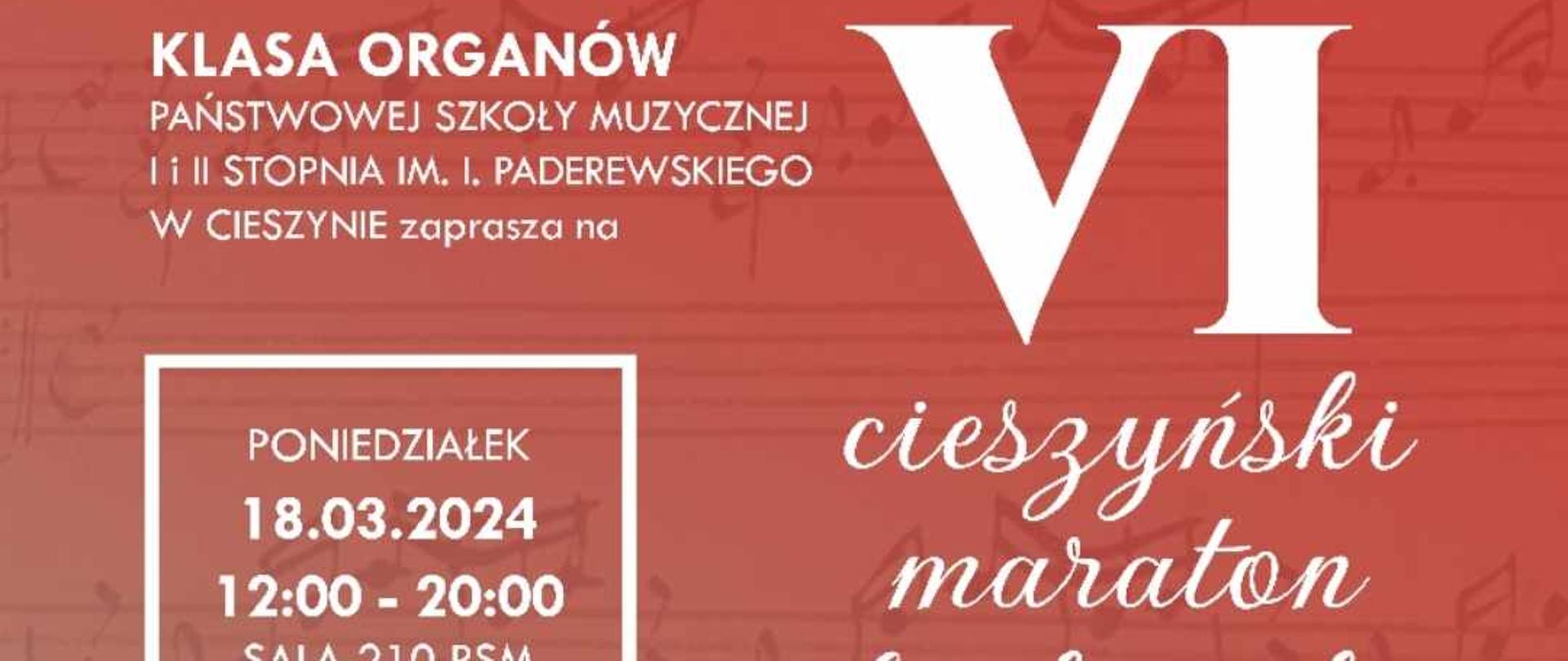Plakat - VI Cieszyński Maraton Bachowski