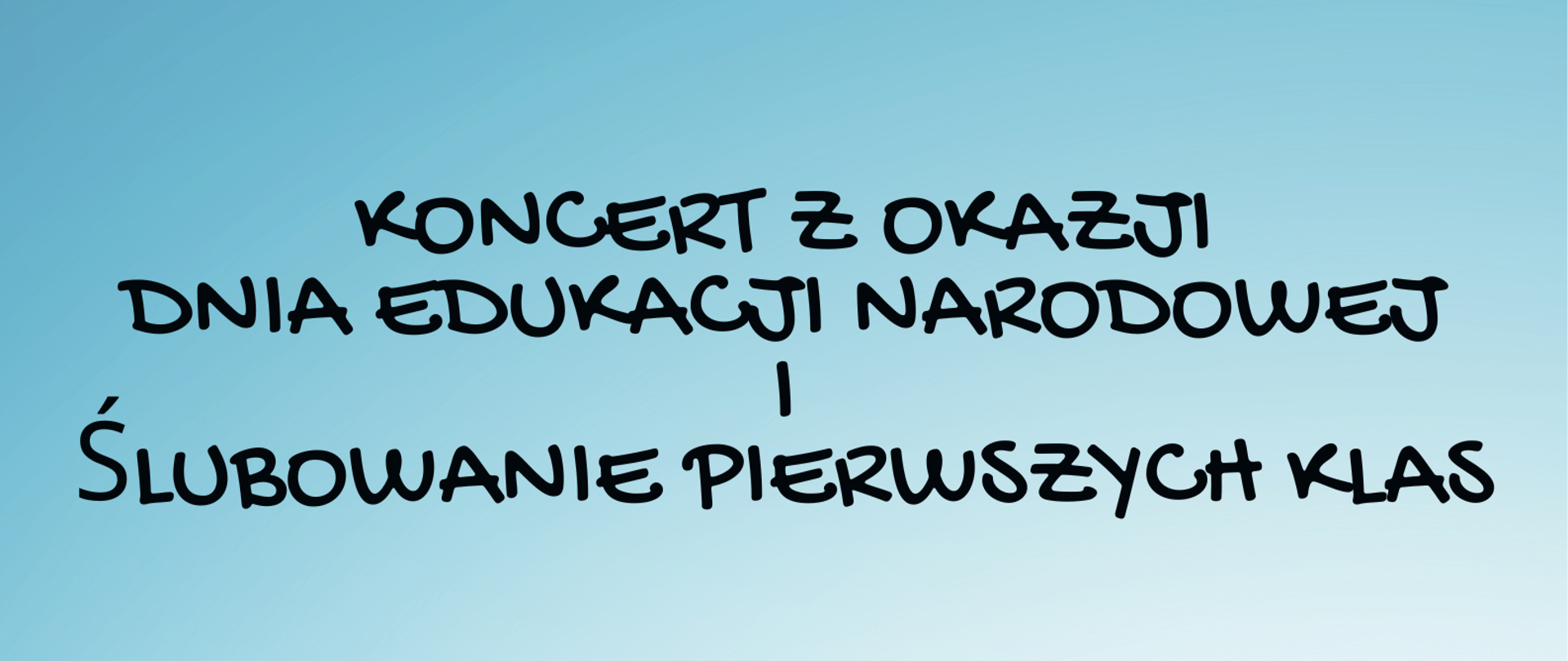 Plakat koncertu z okazji Dnia Edukacji Narodowej i ślubowania klas pierwszych, który odbędzie się 13 października 2025 roku o godzinie 17:00 w Państwowej Szkole Muzycznej im. Feliksa Rybickiego w Starachowicach. Na plakacie widnieje tekst informujący o wydarzeniu, a w tle znajdują się stylizowane nuty oraz ilustracje instrumentów muzycznych, takich jak gitara, saksofon, banjo i akordeon. Grafika utrzymana jest w jasnoniebieskiej kolorystyce.