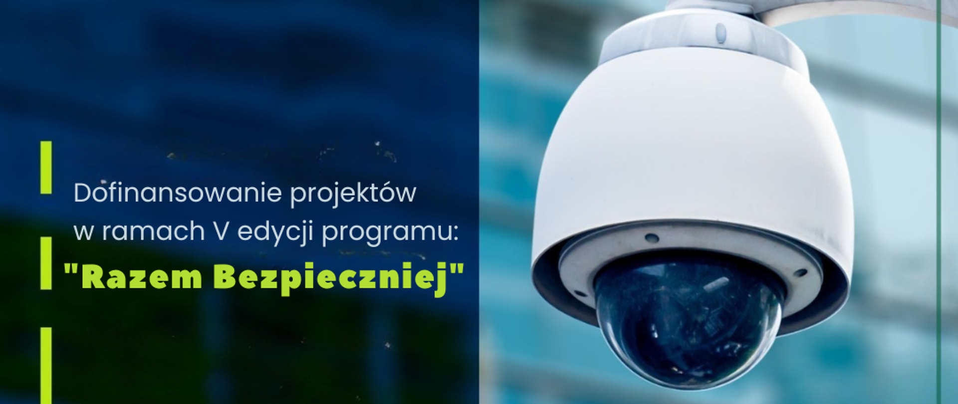 Grafika informująca o dofinansowaniu projektów w ramach V edycji "Razem bezpiecznej". Dofinansowanie otrzymają: Zduńska Wola - modernizacja monitoringu wizyjnego (119 840 zł), Opoczno - rozbudowa monitoringu miejskiego (120 000 zł), Pstrokonie/Zapolice - budowa przejścia dla pieszych wraz z warsztatami BRD dla dzieci (120 000 zł)