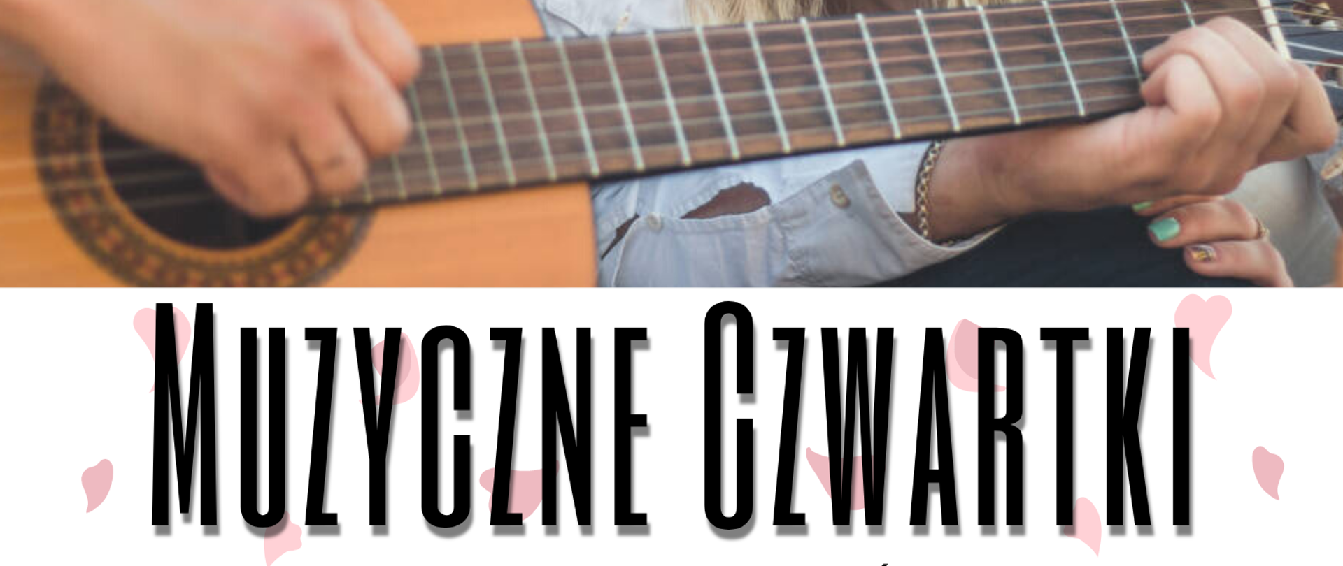 Plakat wydarzenia - koncert z cyklu Muzyczny czwartek w Galerii Karkonoskiej. W górnej części plakatu zdjęcie przytulonej pary. Pan gra na gitarze , pani z wiankiem na głowie ,ma oparty na jego ramieniu policzek. Uśmiecha się . W dolnej części napisy informujące o wydarzeniu Muzyczne Czwartki 11.05.2023 godz. 16:00 " ZAKOCHANI CZEKALI NA MAJ" Galeria Karkonoska ulica 1 Maja 27 Jelenia Góra oraz loga: Ośrodka Kultury i Sztuki we Wrocławiu, Instytucji Kultury Samorządu Województwa Dolnośląskiego, Karkonoskiej Agencji Rozwoju Regionalnego, Urzędu Marszałkowskiego Województwa Dolnośląskiego, Państwowej Szkoły Muzycznej I i II stopnia im. Stanisława Moniuszki w Jeleniej Górze.