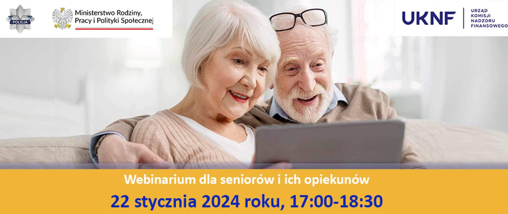 Grafika - webinarium CEDUR dla seniorów i ich opiekunów - 22 stycznia 2024 roku