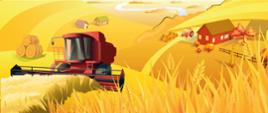 Grafika przedstawia prace podczas żniw