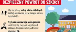 GRAFIKA PRZEDSTAWIA ZASADY BEZPIECZNEŃSTWA W DRODZE DO I W SZKOLE