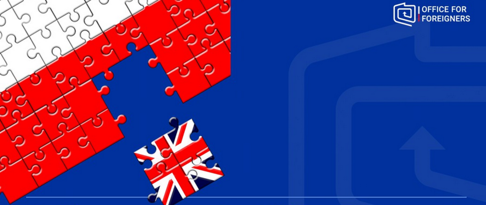 grafika puzzle z wizerunkiem flagi polskiej i brytyjskiej