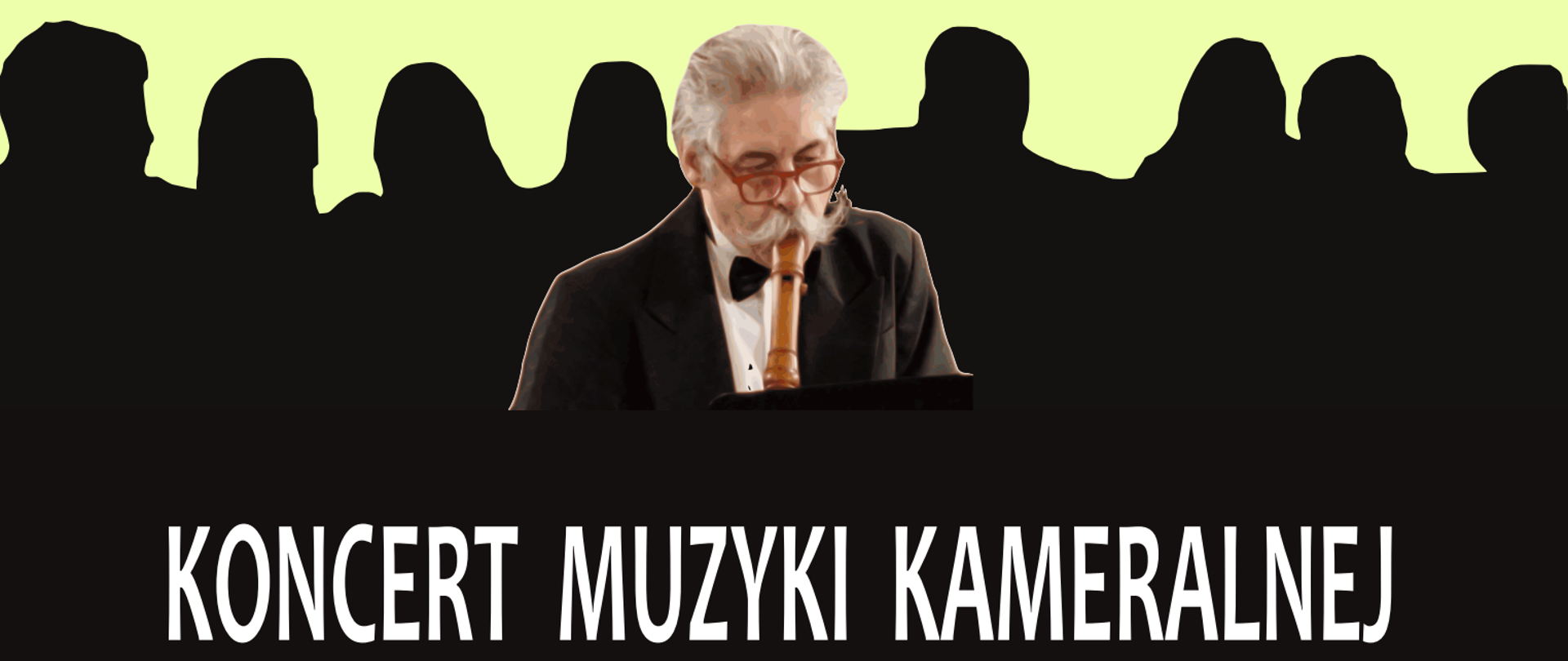 Grafika, tło w odcieniach zieleni, na środku zdjęcie flecisty - Jean-Pierre Menuge; tekst: Państwowa Ogólnokształcąca Szkoła Muzyczna II st. im. F. Chopina i Stowarzyszenie Pro Musica Humana zapraszają na Koncert Muzyki Kameralnej wieńczący Warsztaty Interpretacji Muzyki Kameralnej XVII i XVIII wieku prowadzone przez Jean-Pierr'a Menuge. Poniżej wykaz wykonawców oraz program koncertu. Na dole data: 17.03.2023 (piątek) godz. 15:15, Kościół Zmartwychwstania Pańskiego, Kraków ul. Łobzowska 10