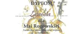 Dyplom laureata dla mai Rogowskiej z klasy pani Sylwii Kamzelskiej-Bronowickiej. XIII Zielonogórskie Spotkania Wiolonczelowe. Zielona Góra 24 stycznia 2026r.