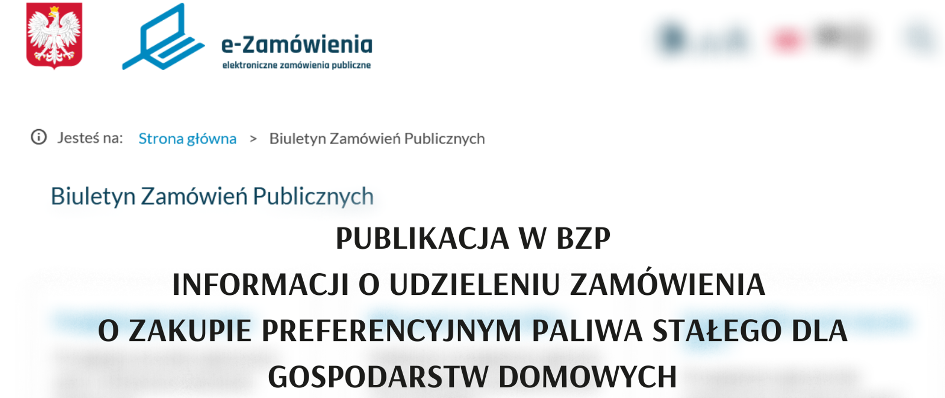 Publikacja w BZP informacji o udzieleniu zamówienia o zakupie preferencyjnym paliwa stałego dla gospodarstw domowych