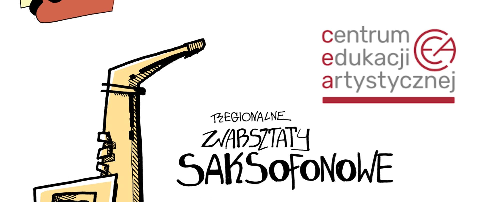 Plakat przedstawia zapowiedź warszatów saksofonowych