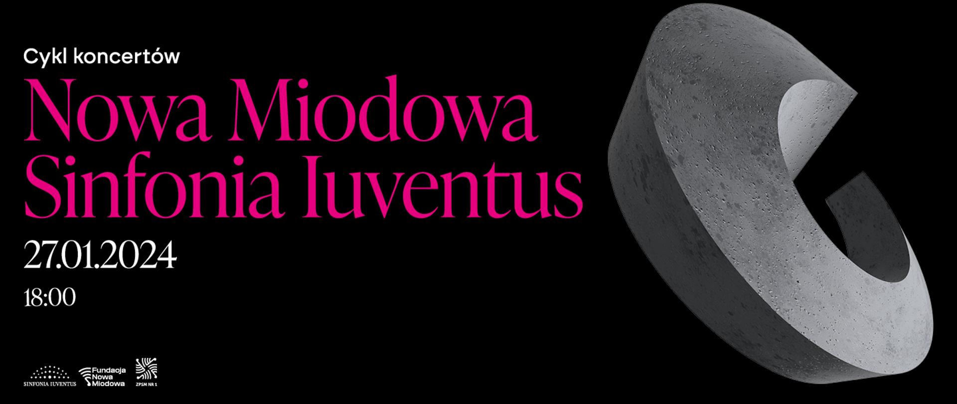 Czarne tło, różowe i białe napisy. Po prawej stronie grafika przedstawiająca owalną bryłę o szarej chropowatej fakturze.