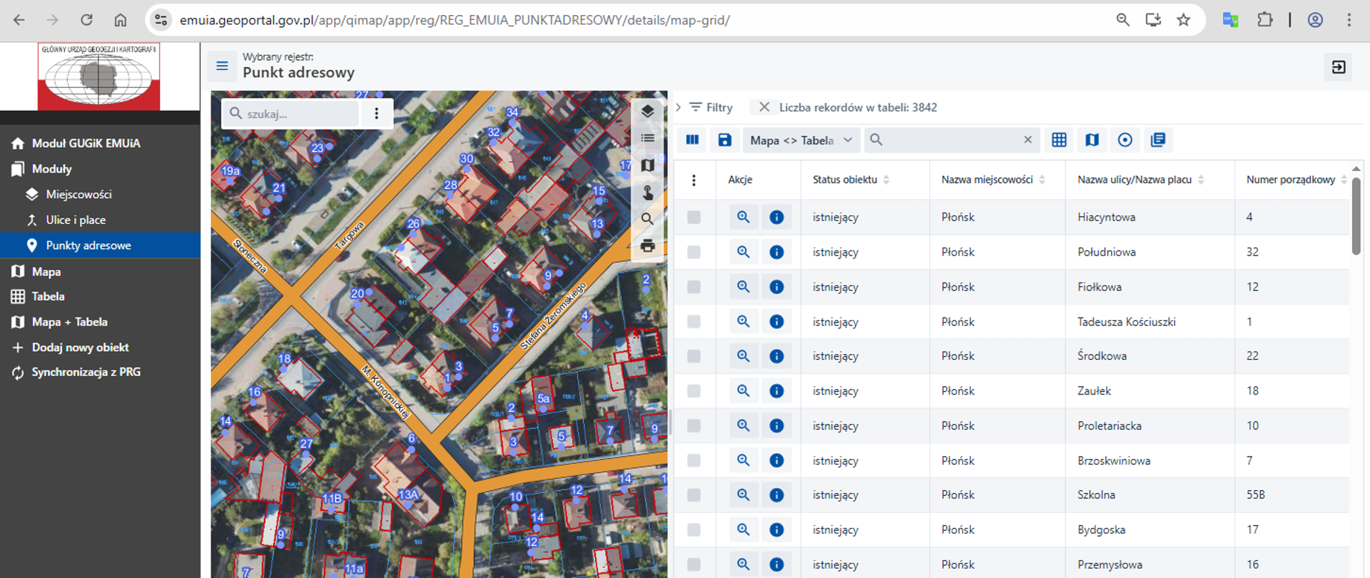 Rysunek przedstawia zrzut ekranu z Aplikacji EMUiA