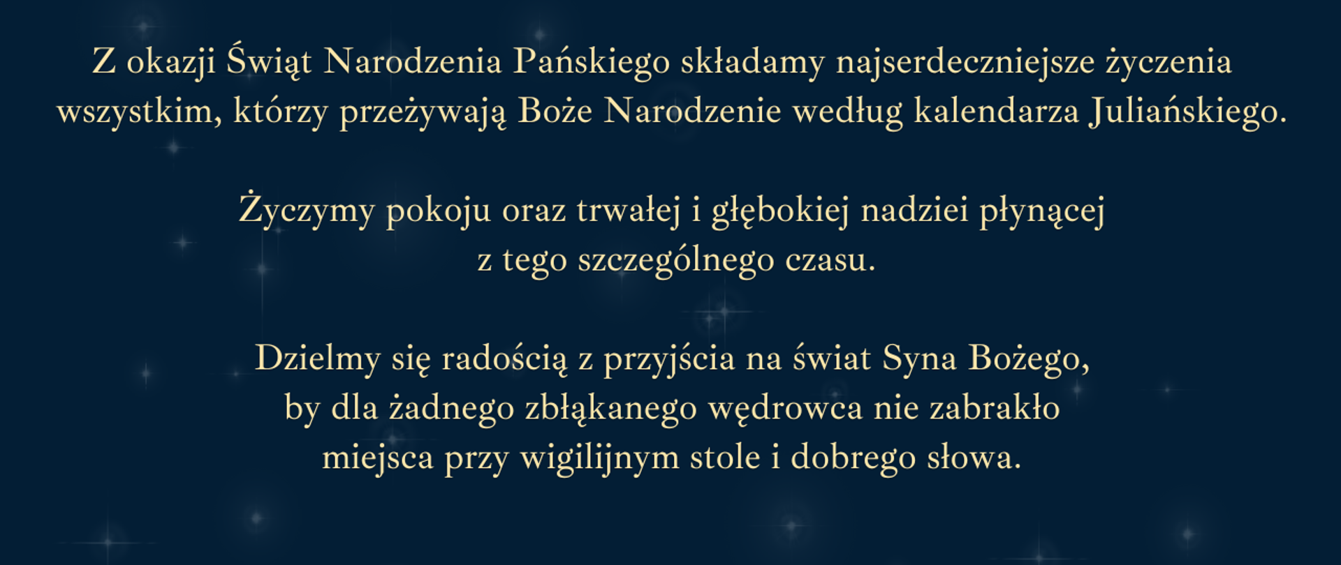 Życzenia z okazji Bożego Narodzenia dla wiernych Kościołów Wschodnich