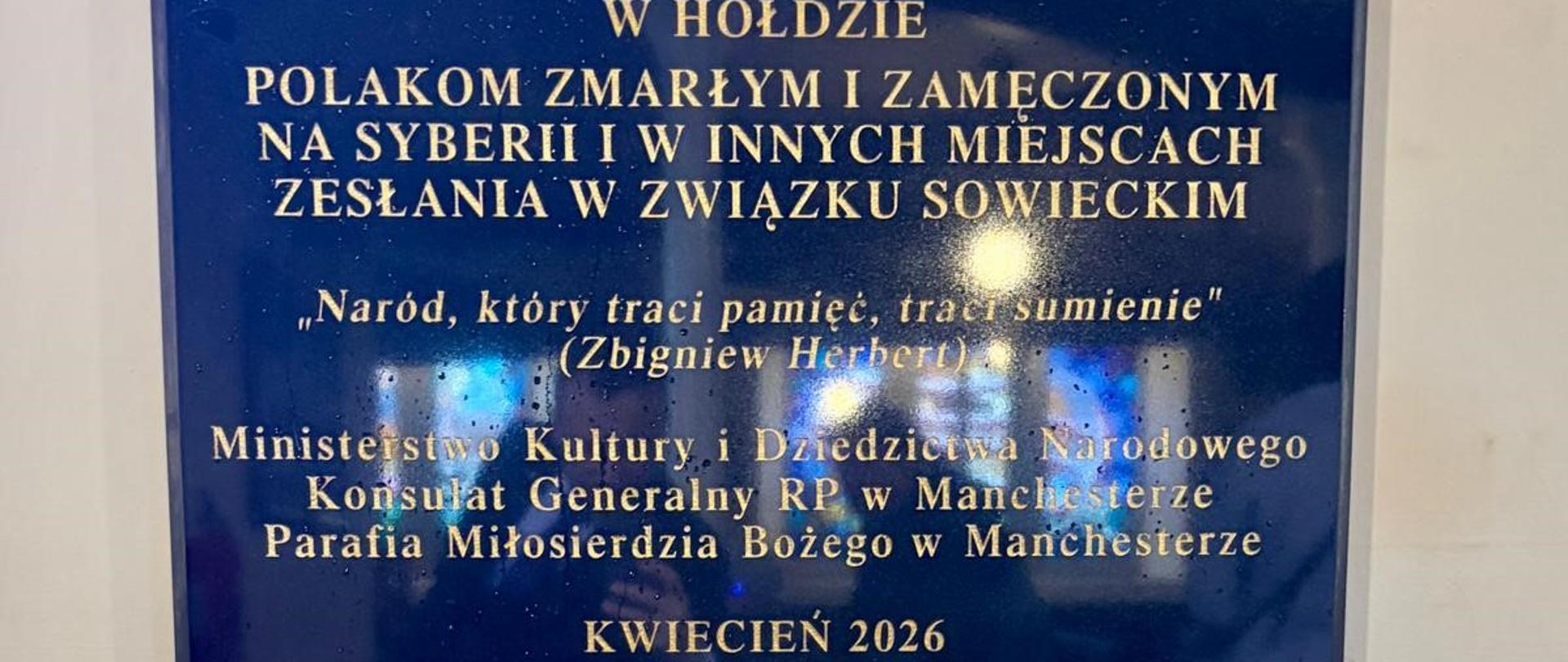 Odsłoniliśmy tablicę upamiętniającą ofiary deportacji na Syberię w Manchesterze