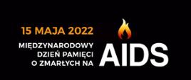 Grafika z napisem "Międzynarodowy dzień pamięci o zmarłych na AIDS" i palącymi się świecami