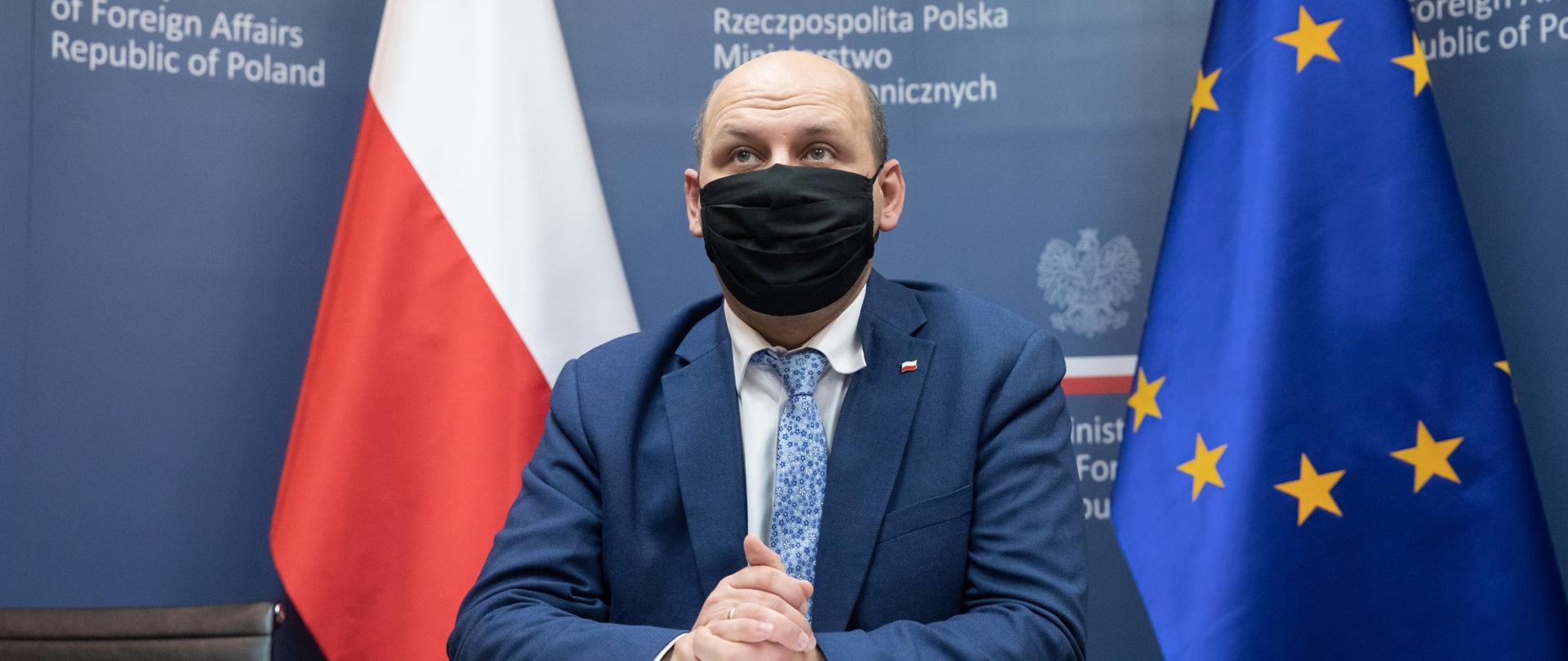 Udział Sekretarza Stanu Szymona Szynkowskiego vel Sęka w wideokonferencji ministrów spraw zagranicznych państw członkowskich UE oraz Albanii i Macedonii Północnej