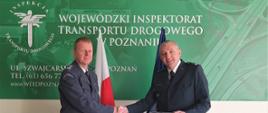 Dyrektor Okręgowej Służby Więziennej w Poznaniu płk Cezary Kosacz i Wielkopolski Wojewódzki Inspektor Transportu Drogowego w Poznaniu Aleksander Żołędziowski podpisali porozumienie o współpracy