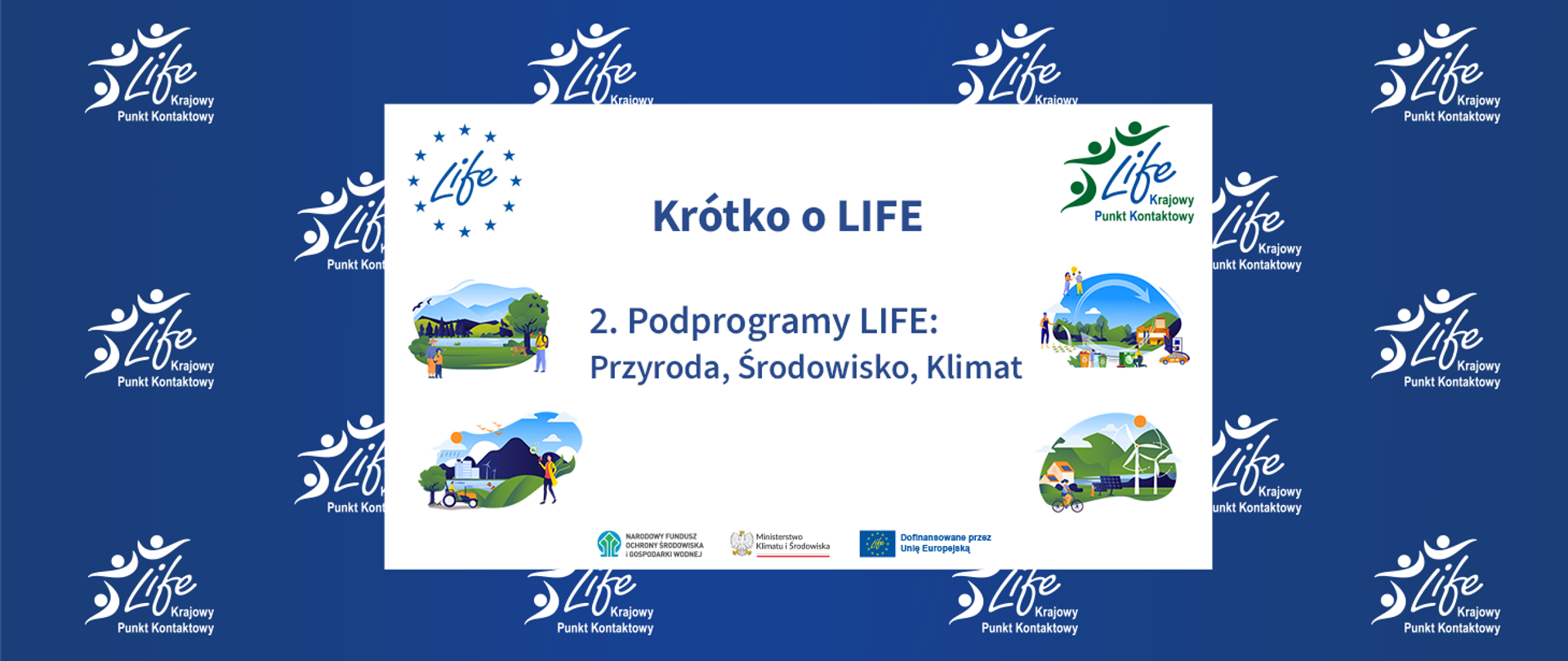 Plansza ilustracyjna LIFE. Krótko o LIFE. 2. Podprogramy LIFE: Przyroda, Środowisko, Klimat