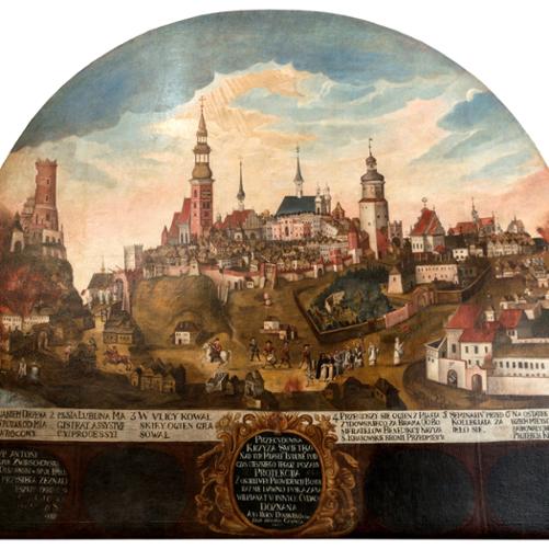 zdjęcie obrazu "Pożar Miasta Lublina" który miał miejsce w 1719 r.