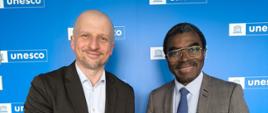 Pan Minister Mikołaj Dorożała z Panem Lazare Eloundou Assomo, Dyrektorem Centrum Światowego Dziedzictwa