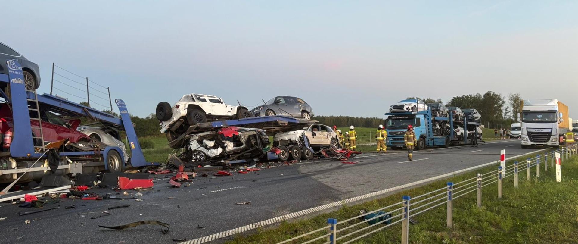 wypadek 4 ciężarówek - 15 sierpnia 2025 - Bęćkowo