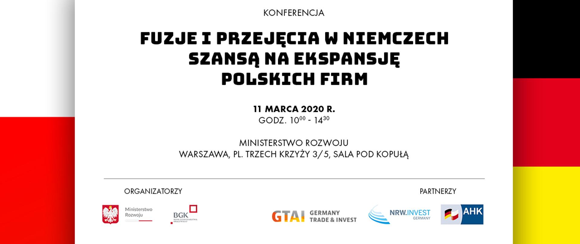 Informacje nt. konferencji, w tle flagi: polska i niemiecka.