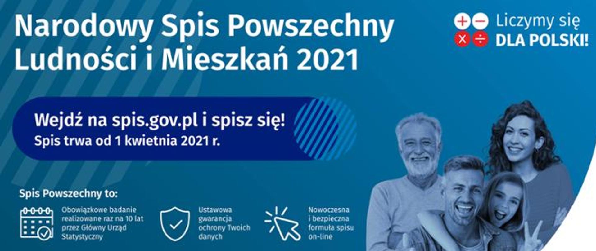 Narodowy Spis Powszechny Ludności i Mieszkań 2021 - baner przedstawiający informacje nt. spisu - uszczegółowienie informacji w tekście głównym 