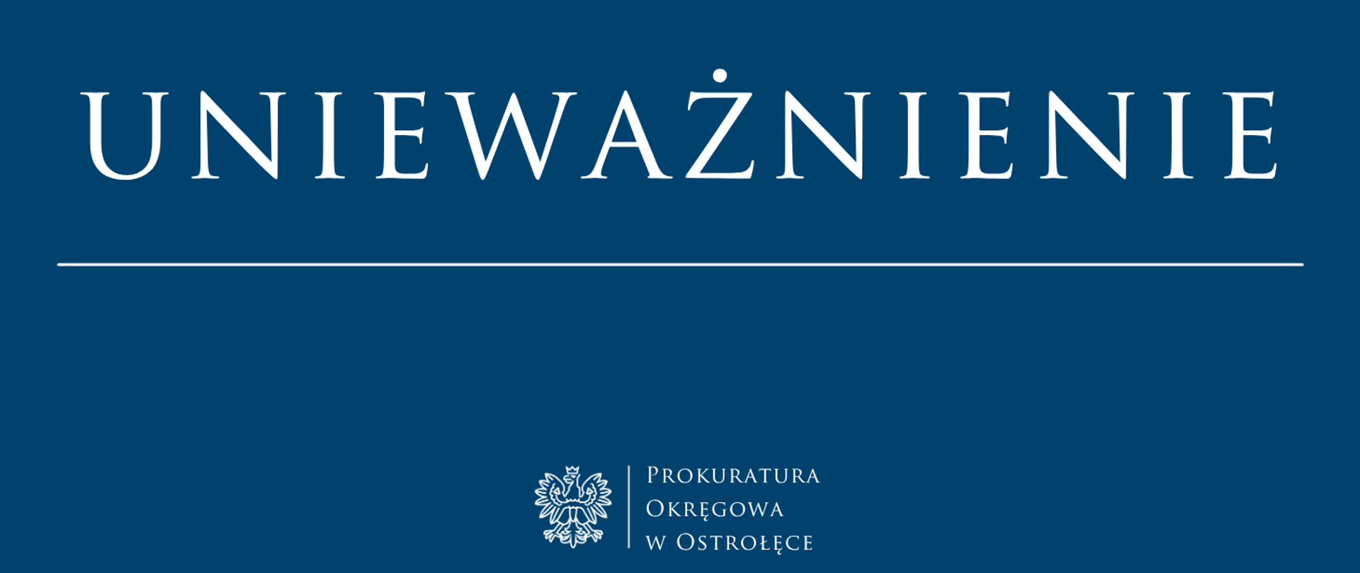 Biały napis Unieważnienie na niebieskim tle.