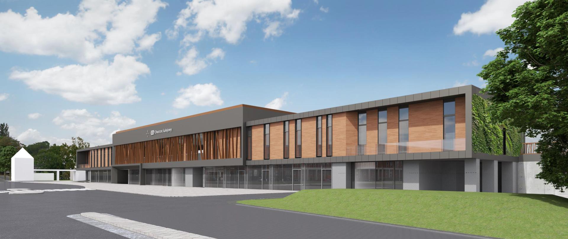 Dworzec Racibórz - wizualizacja od strony placu przed dworcem 