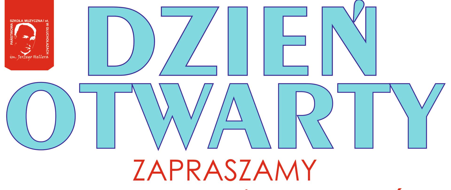 Plakat białe tło od góry pionowo opadające kolorowe kreski w kształcie klawiszy fortepianu z lewej strony dłuższy czerwony pasek którego białe logo szkoły muzycznej według ustalonego znaku centralnie jasnoniebieski duży napis dzień otwarty następnie czcionka czerwona zapraszamy dzieci i młodzieży i rodziców czcionka granatowa 24 maja 2025 godzina 11:00 do 14:00 w programie 11:00 koncert dla wszystkich mam 12:30 zwiedzanie budynku szkoły, Poznania instrumentów i nauczycieli ich niespodzianka grafika wystrzeliwującego z konfetti prezentu Napisz czerwony więcej informacji na www.gov.pl/psmgluchołazy lub sekretariacie szkoły symbol telefonu 77 439 14 78