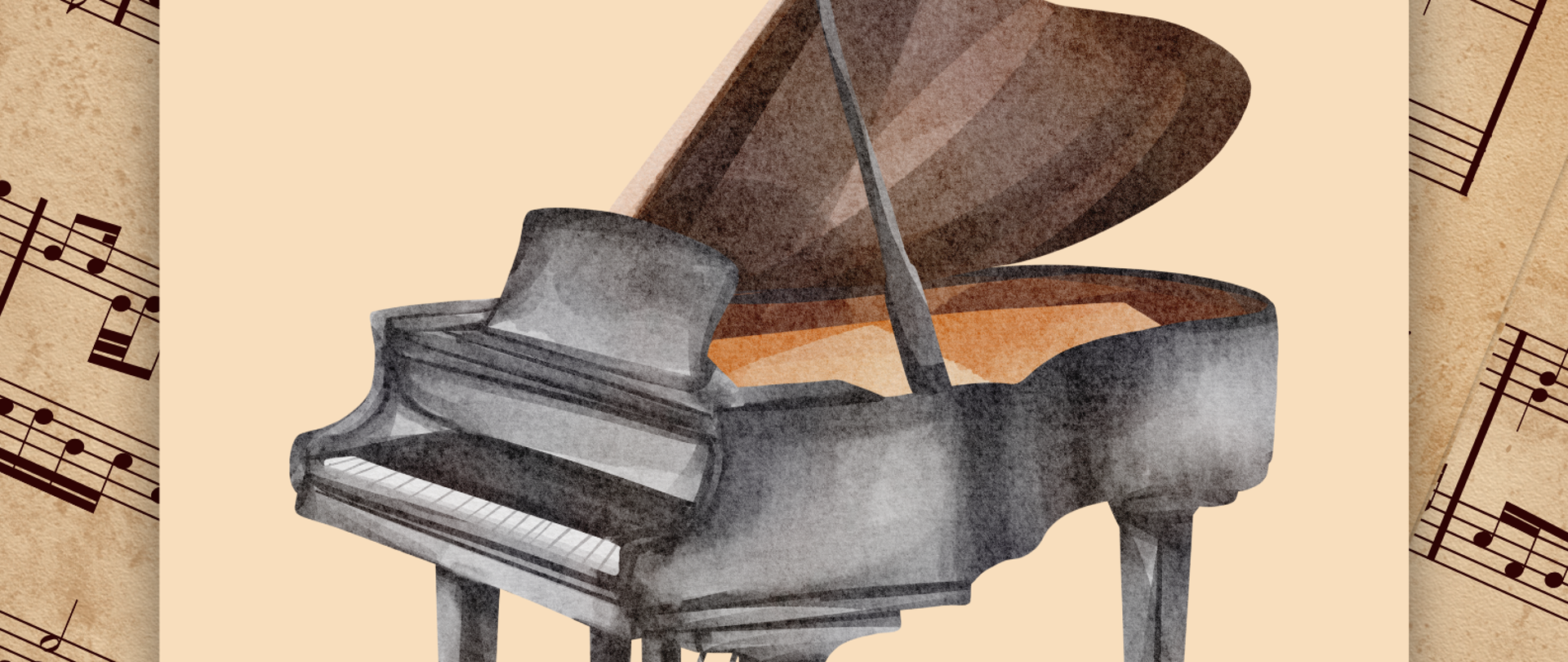 Grafika przedstawiająca na głównym planie fortepian, a pod nim znajdują się napisy: "Recital fortepianowy Andrzeja Janigi, 15 maja 2025, godz. 10.00, aula szkoły".