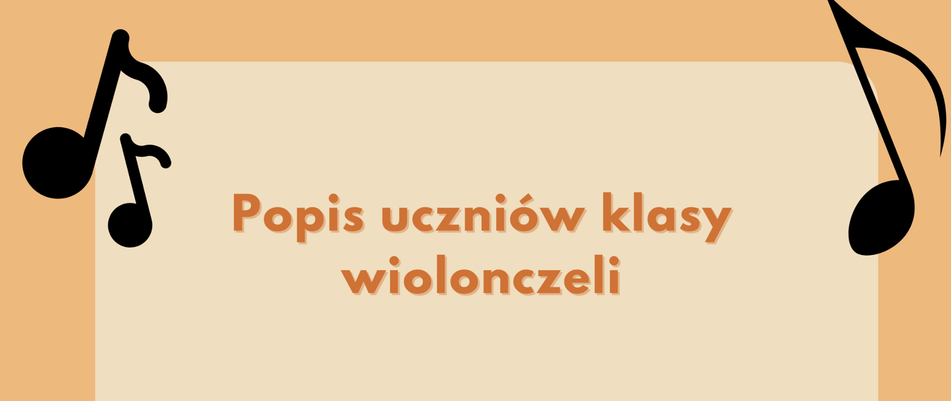 plakat w beżowych barwach z elementami graficznymi (pięciolinia, nuty)