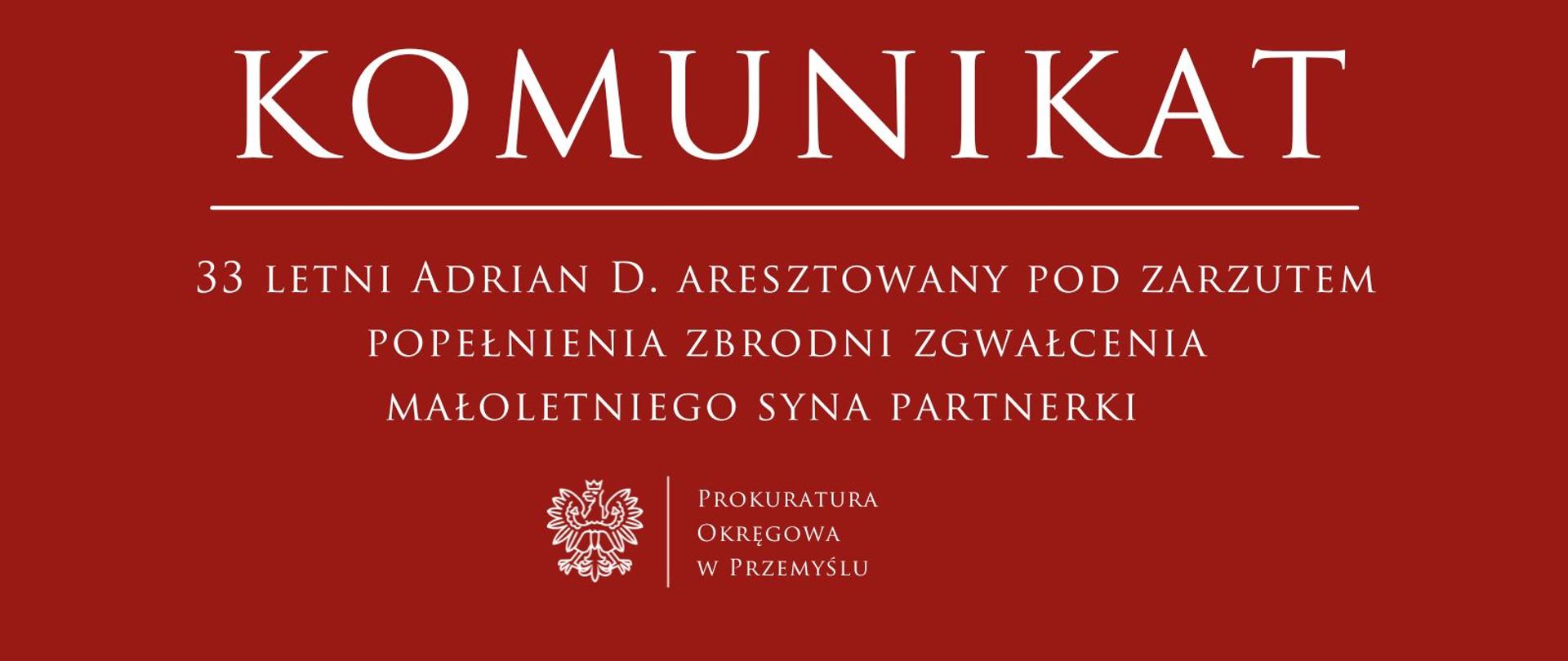 Zatrzymanie i areszt tymczasowy dla 33 letniego mieszkańca Przemyśla podejrzanego o doprowadzenie przemocą do obcowania płciowego małoletniego syna partnerski.