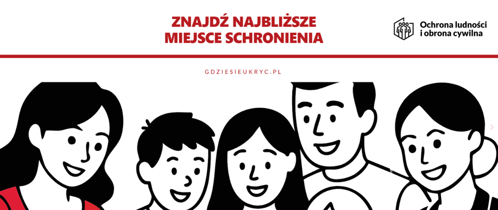 plakat przedstawia reklamę nowej aplikacji gdzie się ukryć, animowany obrazek twarzy pięciu osób