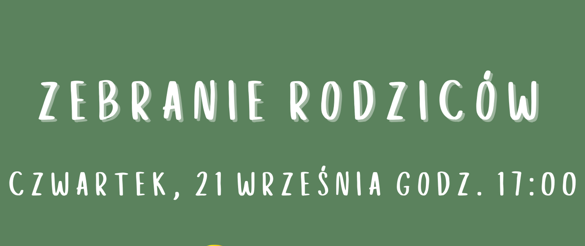 Plakat informujący o zebraniu rodziców w czwartek 21.09.2023 r. o godz. 17:00