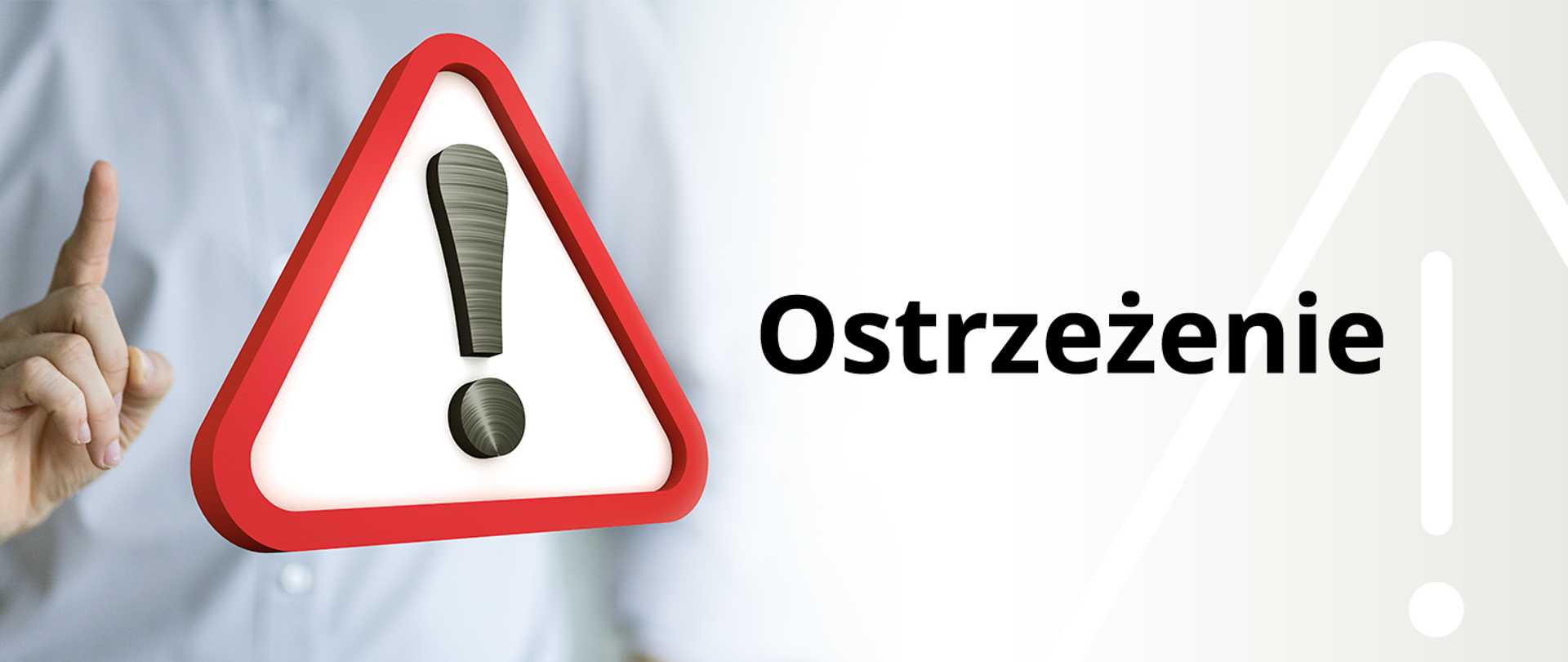 Baner - przedstawiający wykrzyknik umieszczony w trójkącie
oraz napis ostrzeżenie