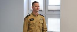 Narada roczna w Komendzie Powiatowej PSP w Sejnach - przywitanie st. bryg. Marcina Wierela