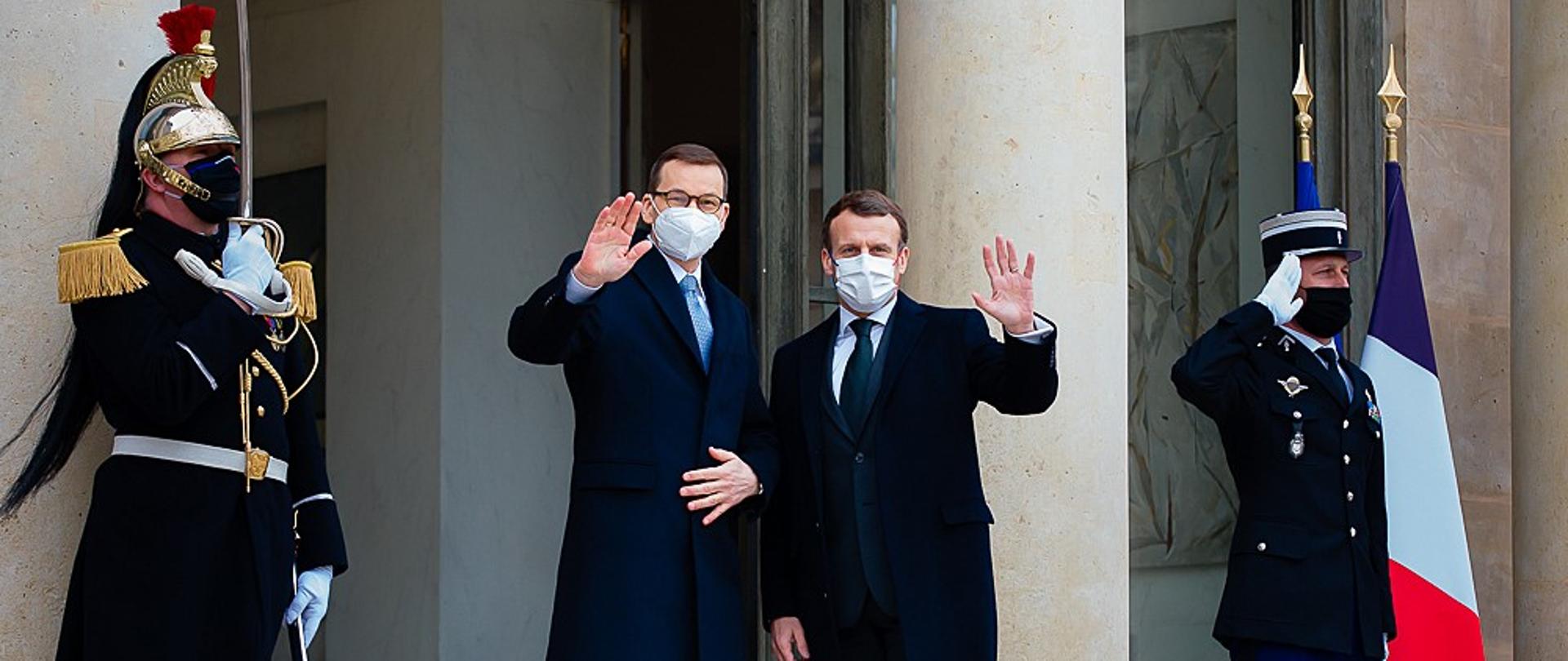 Spotkanie premiera Mateusza Morawieckiego z prezydentem Republiki Francuskiej Emmanuelem Macronem.