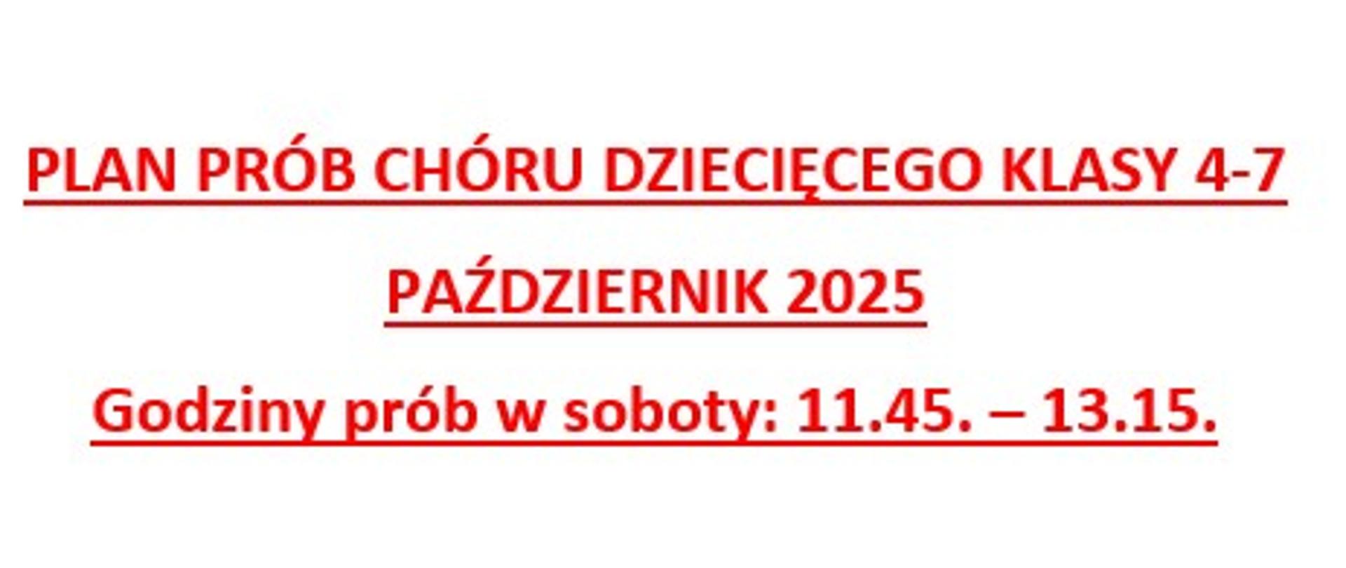 Plan pracy chóru dziecięcego w miesiącu październik 2025