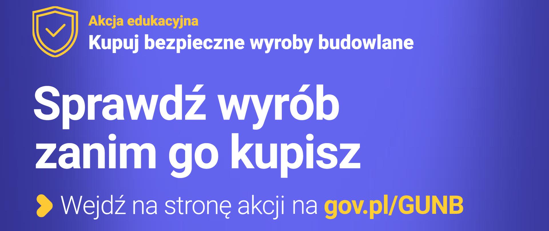 Biał napis na niebieskim tle Sprawdź wyrób zanim go kupisz