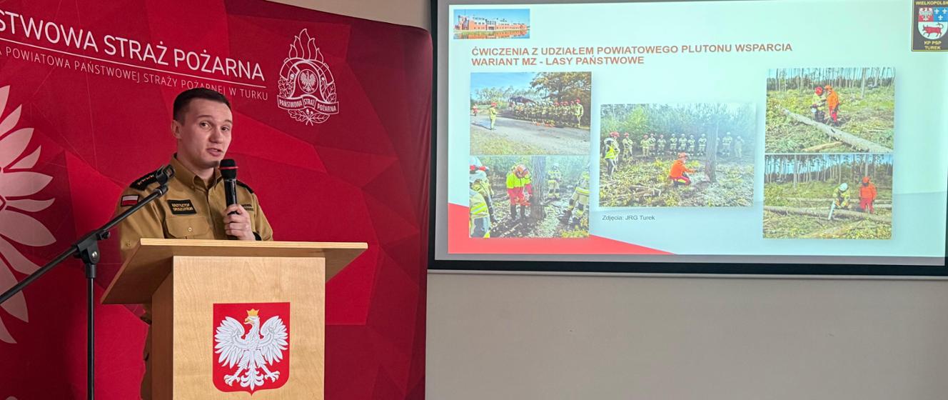 Odprawa służbowa podsumowująca działalność komendy powiatowej państwowej straży pożarnej w turku za 2025 rok