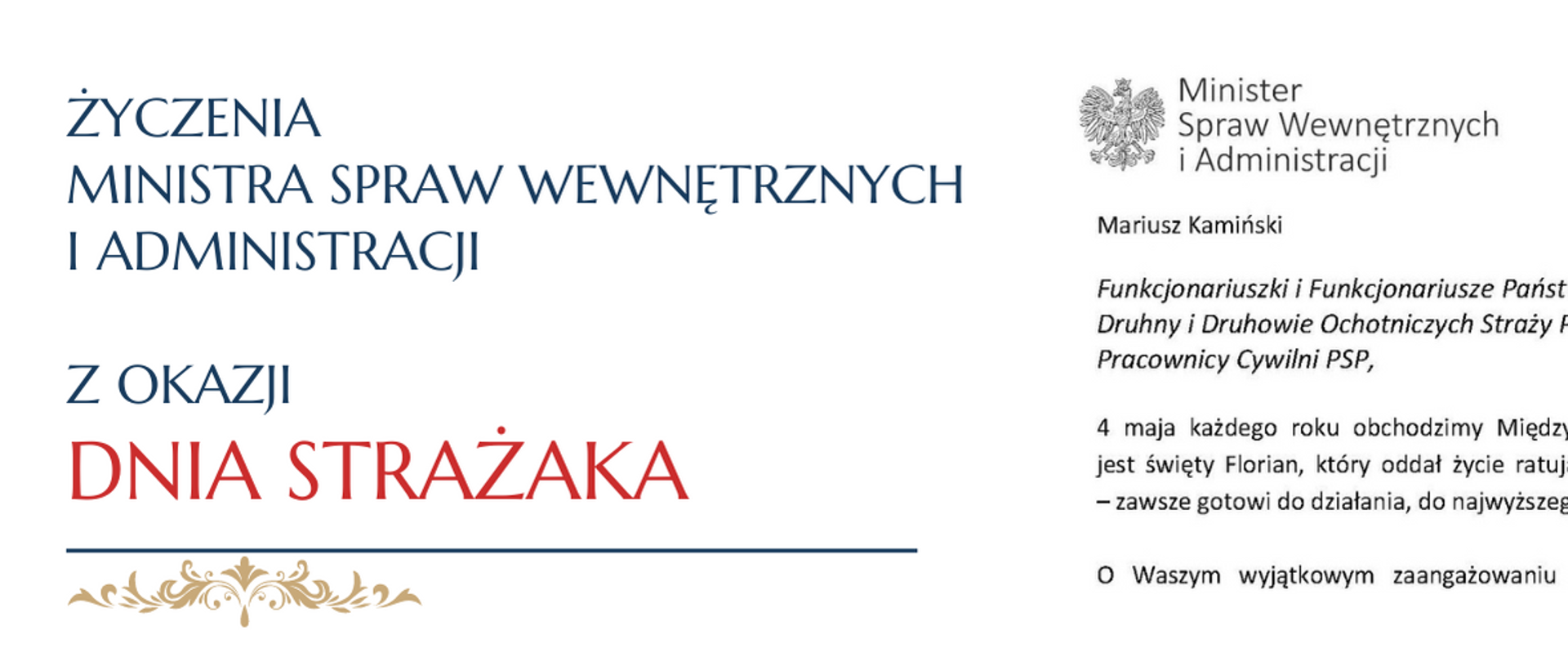 Życzenia z okazji Dnia Strażaka - baner