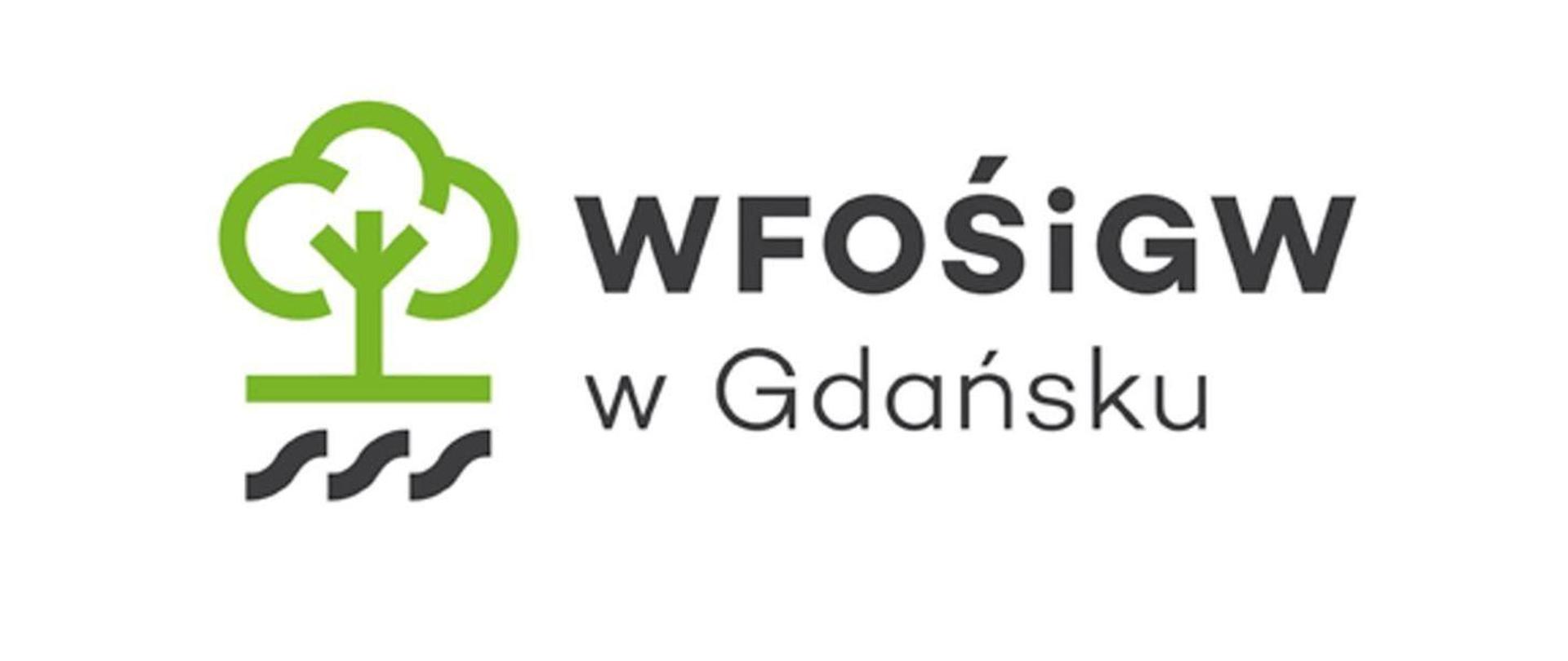 Logo wojewódzkiego funduszu srodowiska i gospodarki qwodnej, zielone drzewo i fale