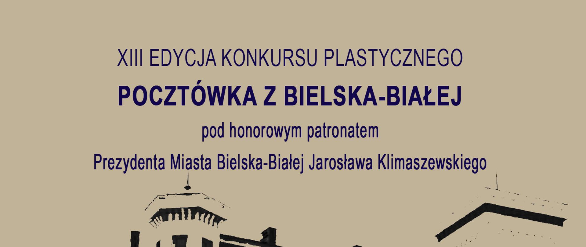 Granatowy napis na szarym tle z nazwą konkursu