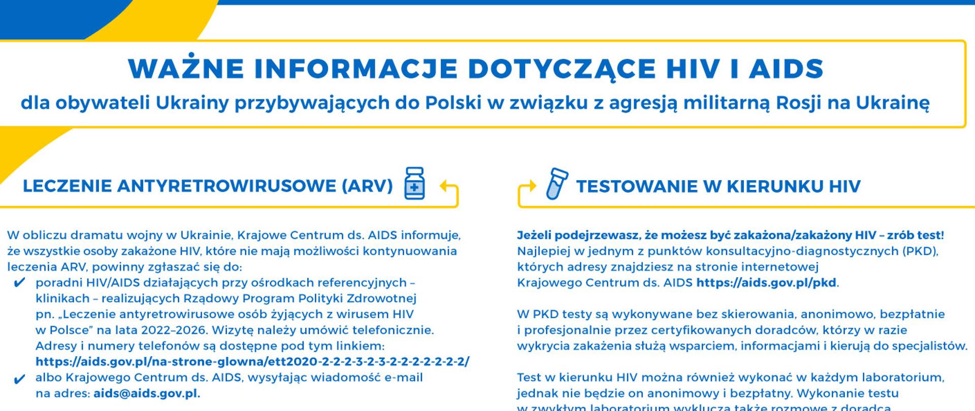 ważne informacje dotyczące HIV i AIDS