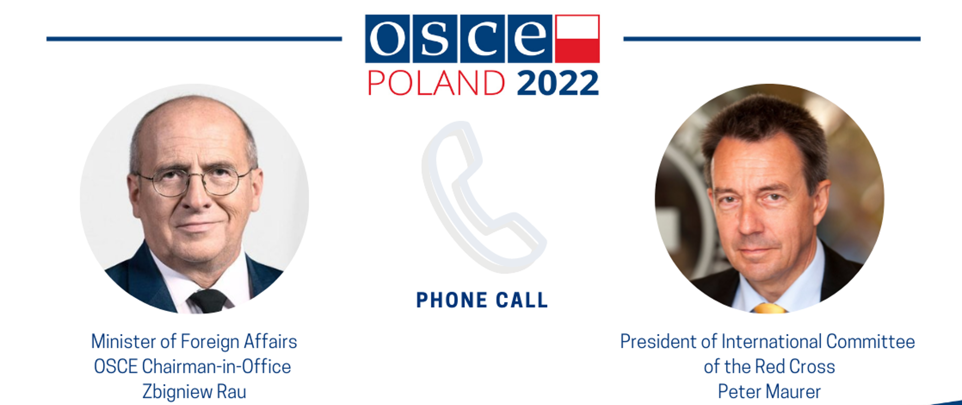 Minister Zbigniew Rau and President of the International Committee of the Red Cross Peter Maurer talk