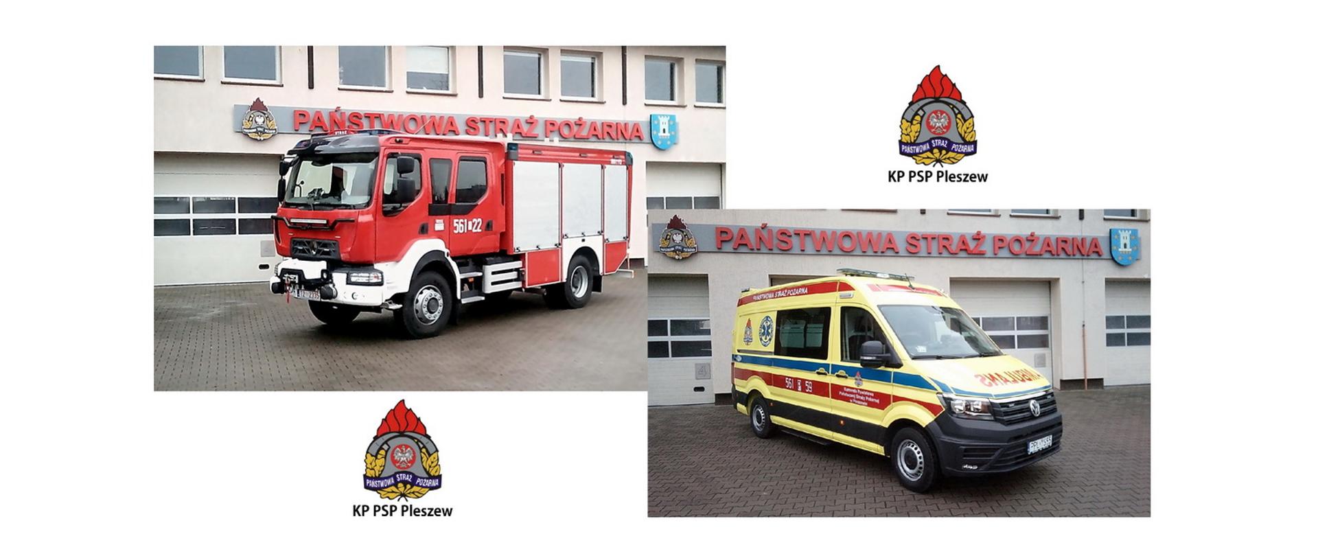 Dwa nowe auta GBA-Rt i SLRMed dla Komendy Powiatowej Państwowej Straży Pożarnej w Pleszewie
