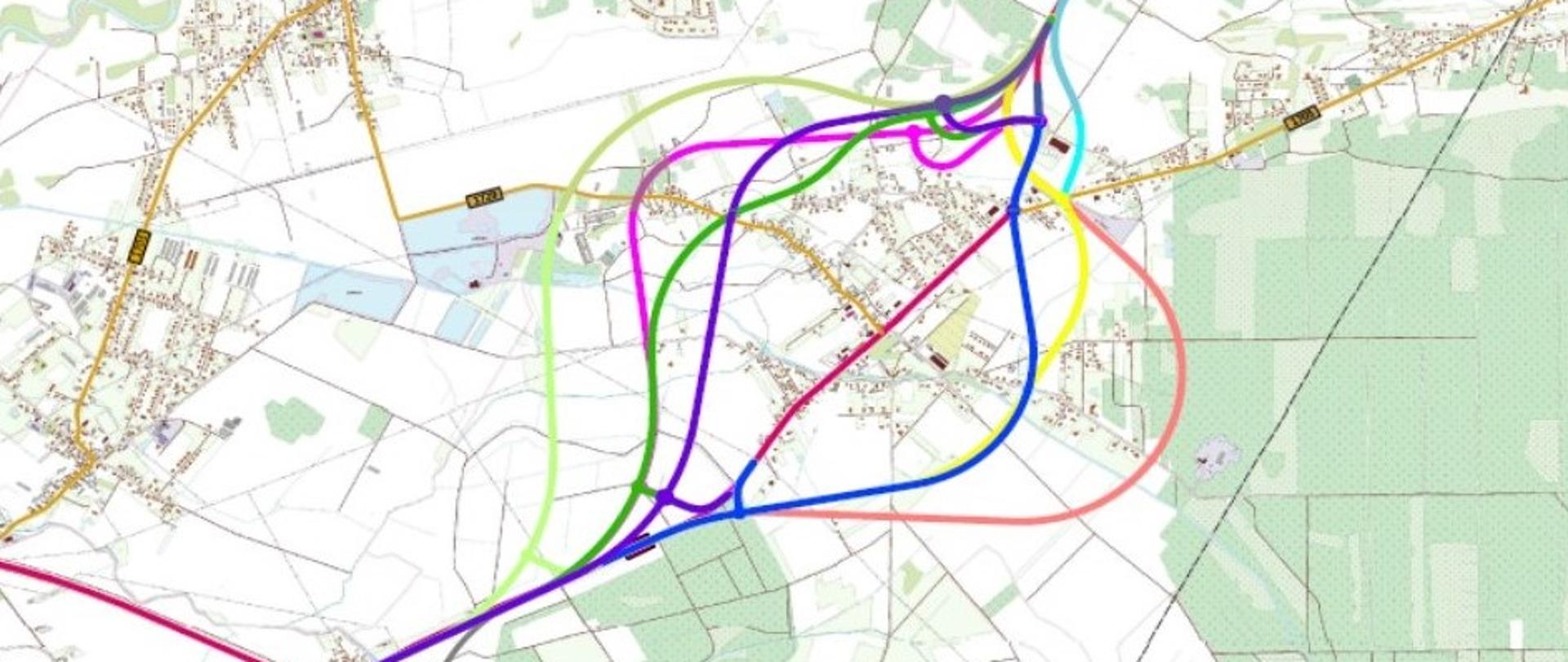 Proponowane korytarze dla rozbudowy DK45 na odc. Opole - Zawada wraz z budową obwodnicy Zawady