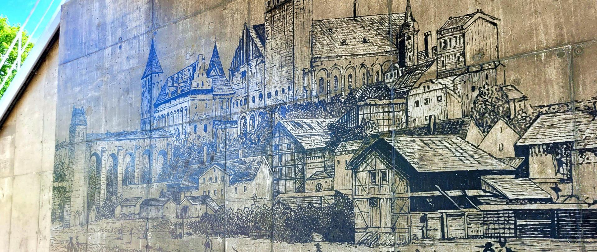 Mural z zamkiem w Kwidzynie