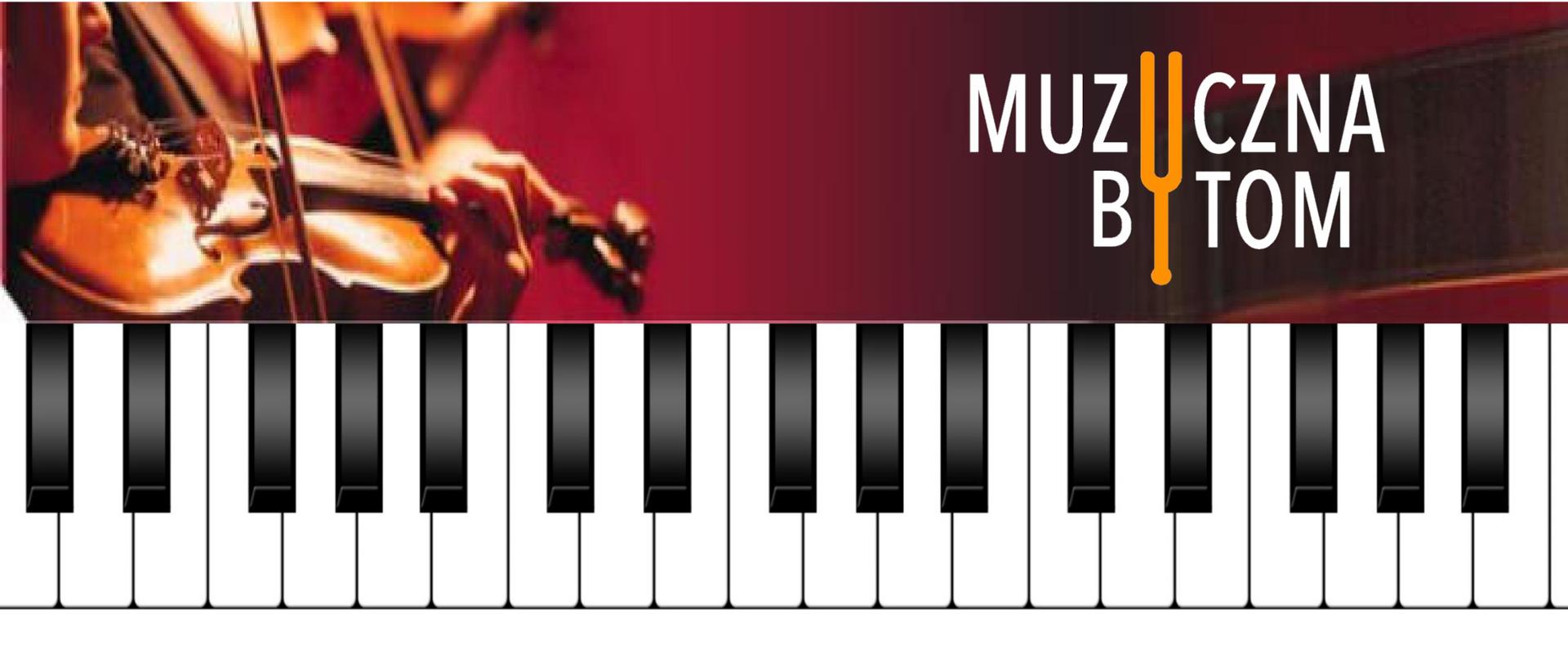 W nagłówku plakatu na bordowym tle w lewym rogu twarz skrzypaczki grająca na instrumencie, po prawej stronie logotyp szkoły. Poniżej klawiatura fortepianu. Pod nagłówkiem data oraz miejsce koncertu, nazwa koncertu, występujący, program. W dolnym prawym rogu logotypy sponsorów: Rady Rodziców OSM Bytom oraz Polsko-Niemieckiej Współpracy Młodzieży.